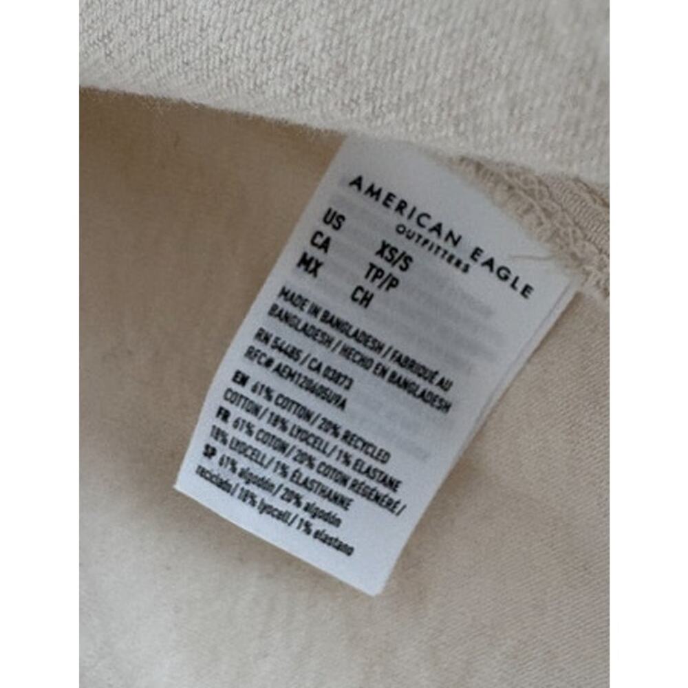 AE Womens Cream Cropped Denim Button-Up Shirt/Shacket Size XS/S - Picture 6 of 6